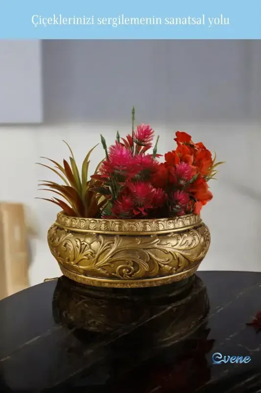 Pot Large Pot Flower Pot Large Size Pot Living Room Pot Model 5 Gold Antique Pot-Gold Antique - 3