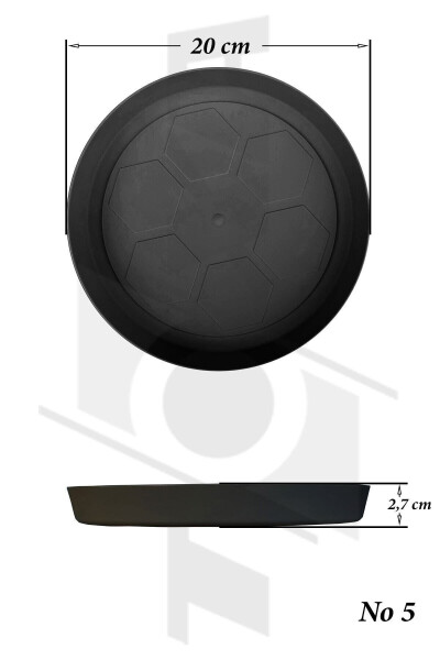 Pot Plate 20cm Yalı Vaha No5 Plate Anthracite Serinova Pot Base 5 Number Plastic Base - 7