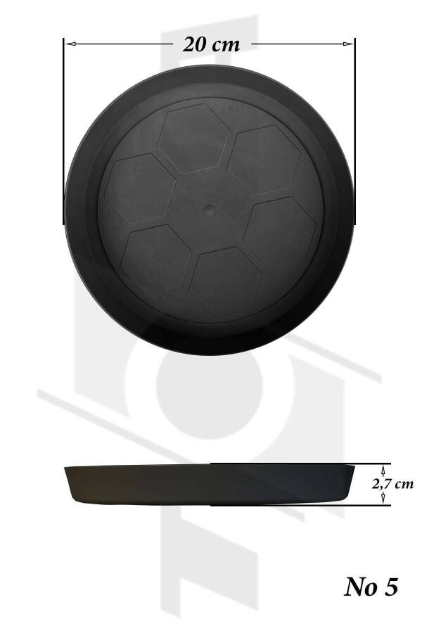 Pot Plate 20cm Yalı Vaha No5 Plate Anthracite Serinova Pot Base 5 Number Plastic Base - 7