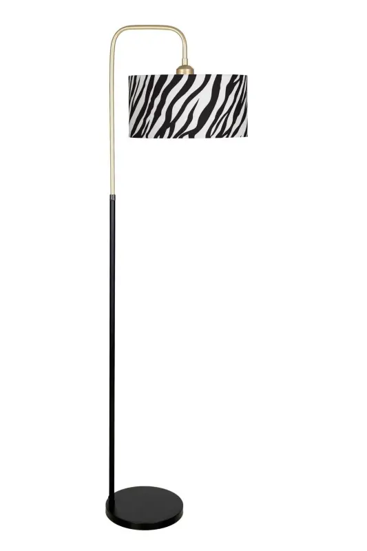 Potenza Aged Detail Black Metal Floor Lamp - Zebra - Zebra - VINNER