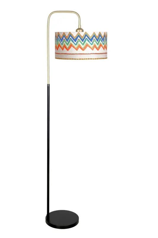 Potenza Antique Detailed Black Metal Floor Lamp - Cream Wawe-Cream Wawe - VINNER