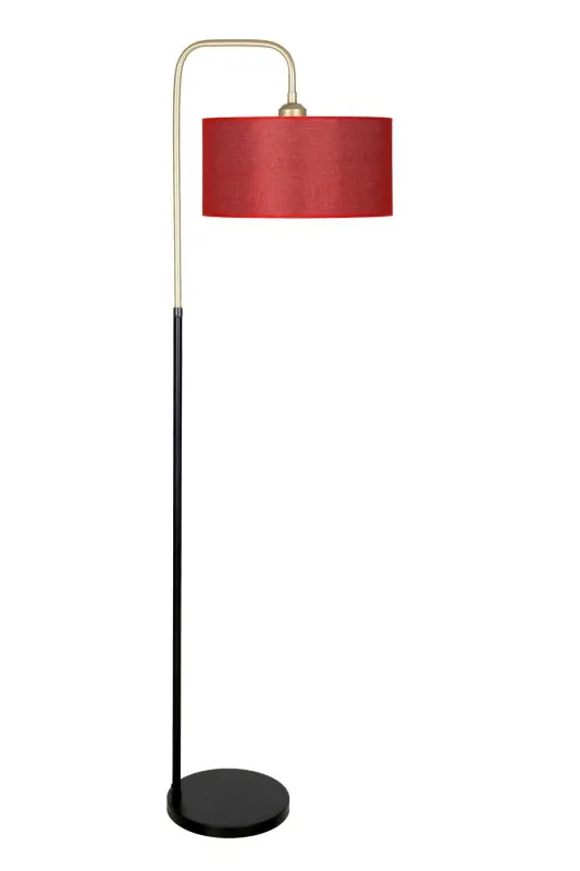 Potenza Antique Detailed Black Metal Floor Lamp - Knitted Claret Red-Knitted Claret Red - VINNER
