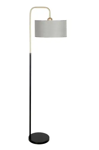 Potenza Antique Detailed Black Metal Floor Lamp - Pre Gray-Pre Gray 