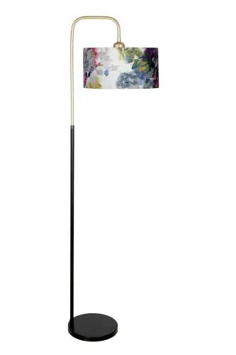 Potenza Antique Detailed Black Metal Floor Lamp - Rose Patterned - Rose Patterned 