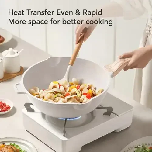 Pots and Pans Set - Caannasweis Nonstick Granite Stone Cookware Sets, Induction casseroles & Saucepan & Frying Pans for Cooking, PFOS PFOA Free, Grill Pan Gray - 4