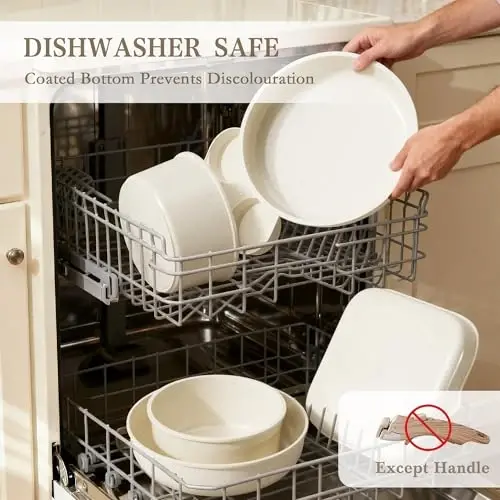 Pots and Pans Set Non Stick - Kitchen Cookware Set Detachable Handle Pot and Pan Sets for Cooking, RV Stackable Cookware Sets Removable Handle Cooking Set, Oven Safe, Induction Ready - 4