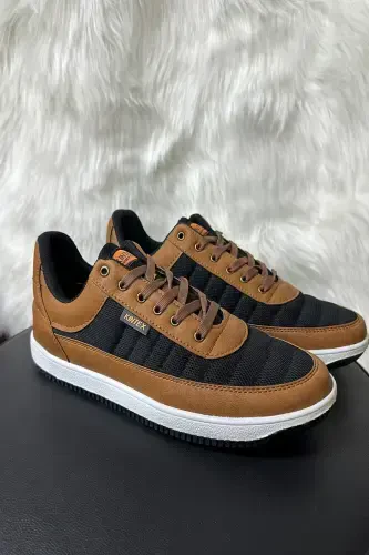 Повседневные мужские табачно-черные кроссовки на шнурках, удобные сетчатые дышащие прогулочные спортивные кроссовки 014-ЧЕРНЫЙ - 1