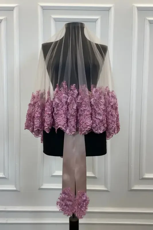 Powder Bridal Veil Set, Henna Veil, Vip Model-Powder - 3