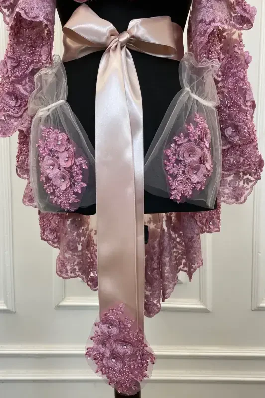 Powder Bridal Veil Set, Henna Veil, Vip Model-Powder - 6