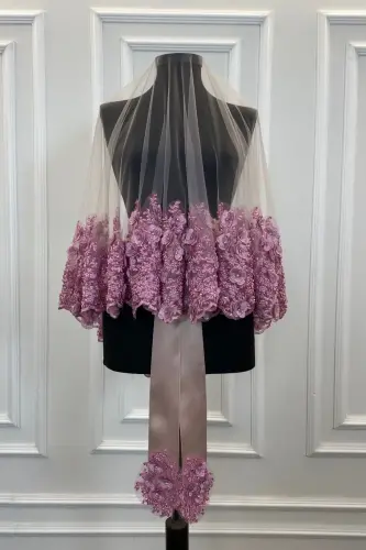 Powder Bridal Veil Set, Henna Veil, Vip Model-Powder - 3