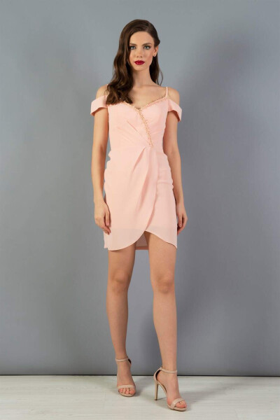 Powder Crepe Strapless Wrap Short Dress - 7