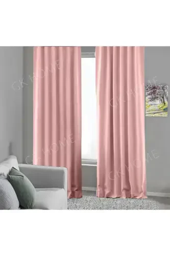 Powder Pink Blackout Curtain, Light Blocking Curtain, Plain Sewing (Single Panel Curtain)-Powder Pink - 1
