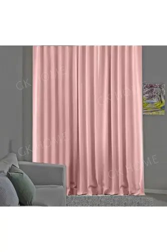 Powder Pink Blackout Curtain, Light Blocking Curtain, Plain Sewing (Single Panel Curtain)-Powder Pink - PIERRE CARDIN (1)