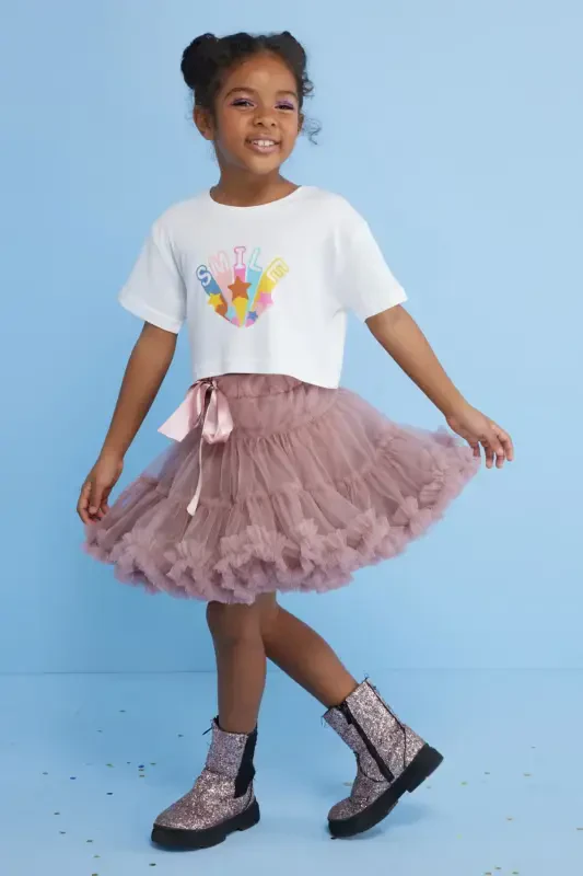 Powder Pink Girl's Tulle Skirt - Bonita-Powder Pink - 2
