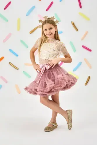 Powder Pink Girl's Tulle Skirt - Bonita-Powder Pink - 7