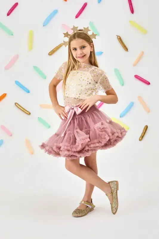 Powder Pink Girl's Tulle Skirt - Bonita-Powder Pink - 7