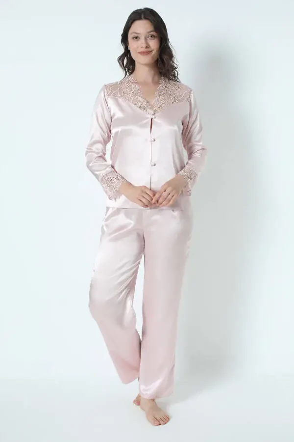 Powder Satin Nightgown Robe Pajama Set Shorts Set 6-piece Bridal Dowry Set 8670 - 6