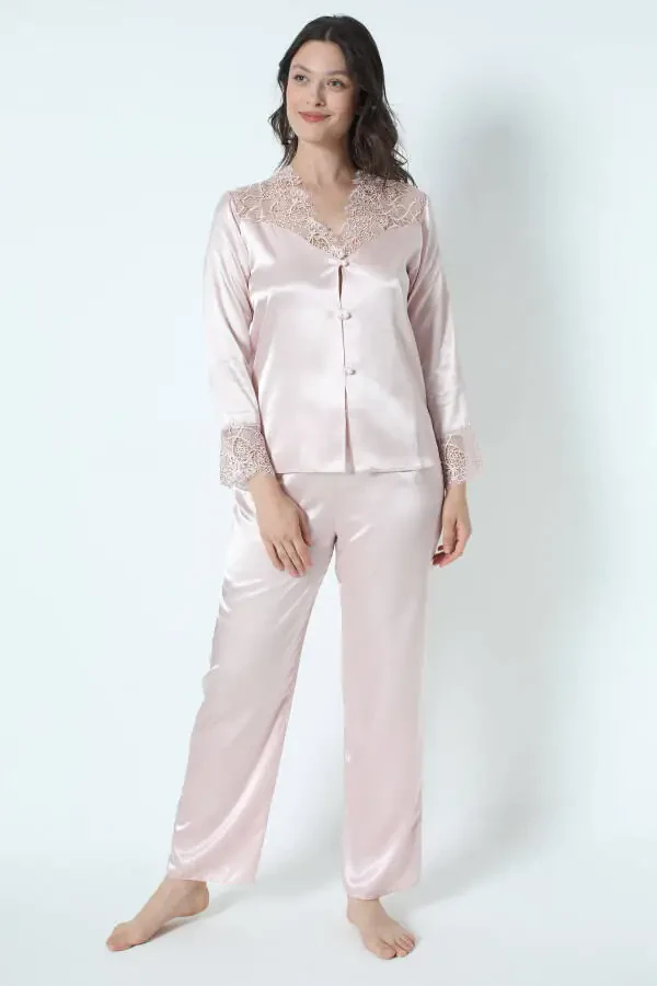 Powder Satin Nightgown Robe Pajama Set Shorts Set 6-piece Bridal Dowry Set 8670 - 8