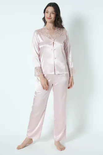 Powder Satin Nightgown Robe Pajama Set Shorts Set 6-piece Bridal Dowry Set 8670 - 8