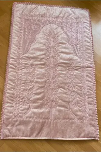 Powder Velvet Bridal Trousseau Prayer Rug Set-POWDER - AYHANHOME (1)