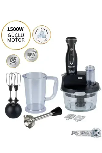 Powelix CAM Hazneli Premium Blender Seti 1500 W - TEFALİN EN GÜÇLÜSÜ - Buz Kırma-Siyah - 1