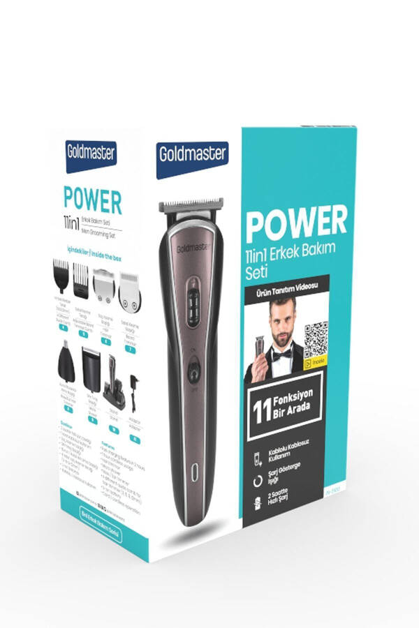 Power Kablolu Kablosuz Paslanmaz Çelik 11 In 1 Full Standlı Erkek Bakım Seti - Siyah - 6