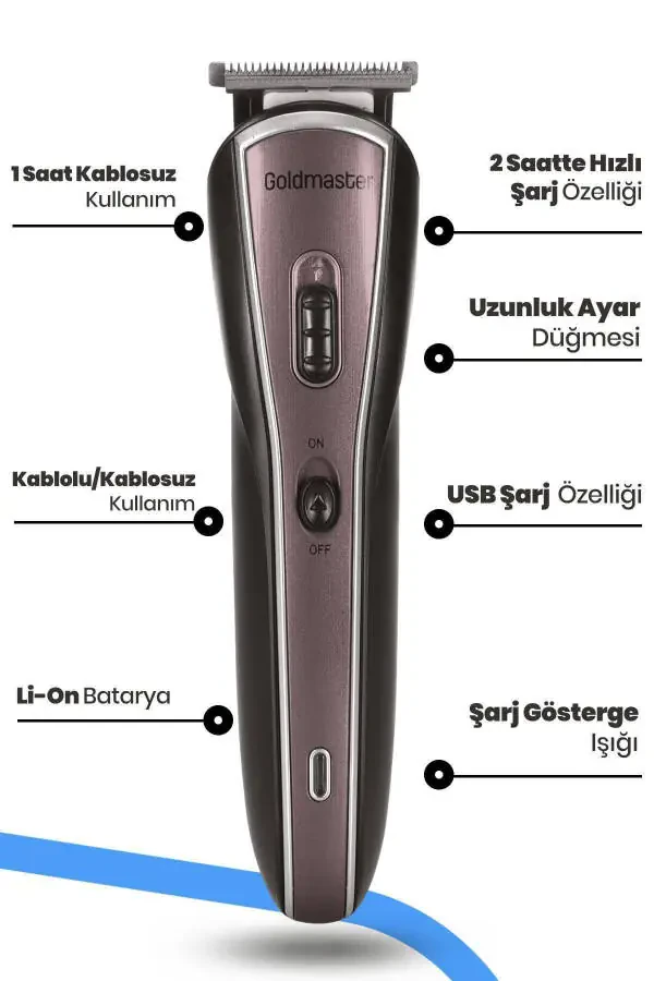 Power Kablolu Kablosuz Paslanmaz Çelik 11 In 1 Full Standlı Erkek Bakım Seti - 3