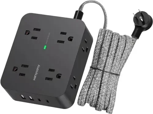 Power Strip Surge Protector, 8 Outlets with 4 USB Charging Ports(2 USB C), 3 Side Outlet Extender with 5 Ft Braided Extension Cord, Flat Plug, Wall Mount, Desk USB Charging Station for Home Office ETL - 3