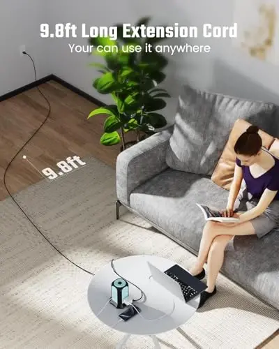 Power Strip Tower Surge Protector, SUPERDANNY Desktop Charging Station, 10 Ft Extension Cord, 9 Outlets, 4 USB Ports, 1080 Joules, 3-Prong, Grounded, Multiple Protections for Home, Office, Blue - 2