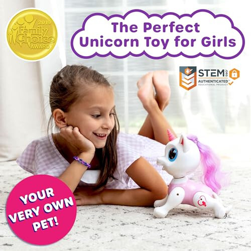 Power Your Fun Unicorn Robo Pets Unicorn Toy for Girls and Boys - Remote Control Robot Toy with Interactive Hand Motion Gestures, STEM Toy Program Treats, Walking, Dancing Robot Unicorn Kids Toy Pink - 1