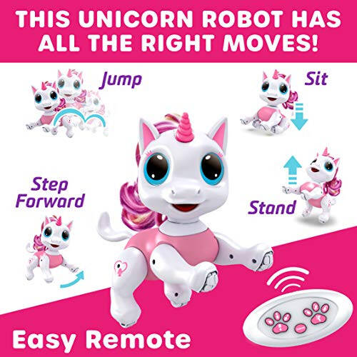 Power Your Fun Unicorn Robo Pets Unicorn Toy for Girls and Boys - Remote Control Robot Toy with Interactive Hand Motion Gestures, STEM Toy Program Treats, Walking, Dancing Robot Unicorn Kids Toy Pink - 4