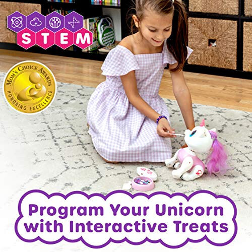 Power Your Fun Unicorn Robo Pets Unicorn Toy for Girls and Boys - Remote Control Robot Toy with Interactive Hand Motion Gestures, STEM Toy Program Treats, Walking, Dancing Robot Unicorn Kids Toy Pink - 5