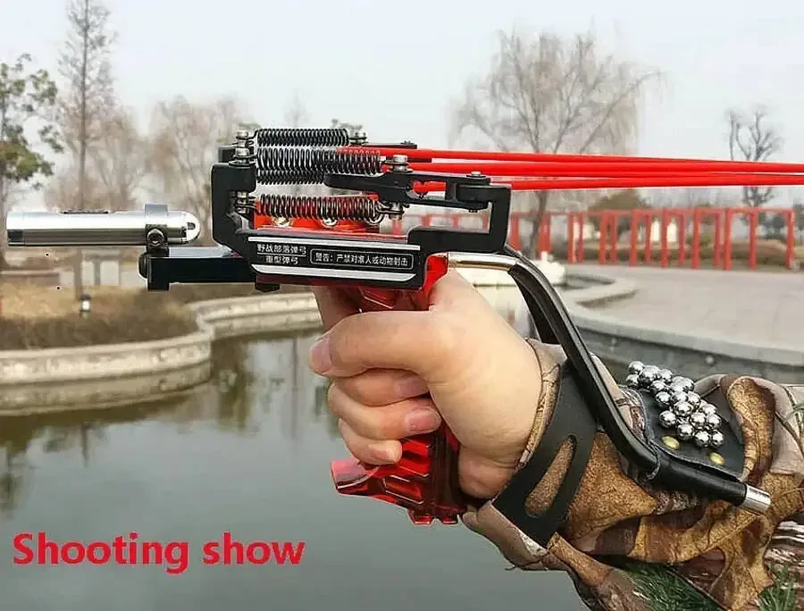 Powerful Laser Spring Metal Slingshot with Magnetic Wrist Support Rubber Band Outdoor Hunting and Fish Shooting Sports Catapult - 6