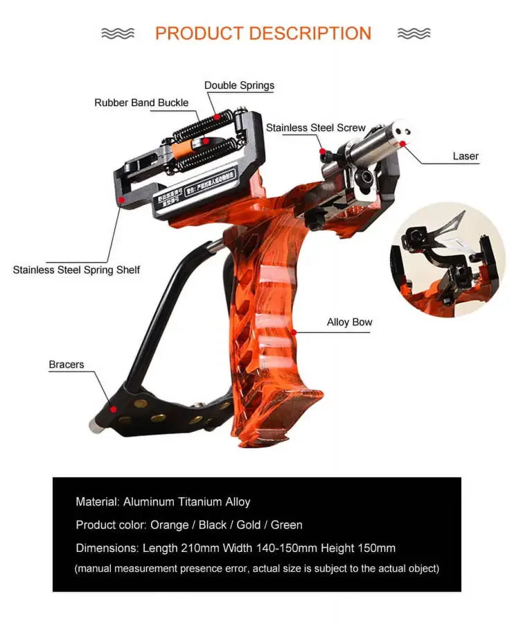 Powerful Laser Spring Metal Slingshot with Magnetic Wrist Support Rubber Band Outdoor Hunting and Fish Shooting Sports Catapult - 13