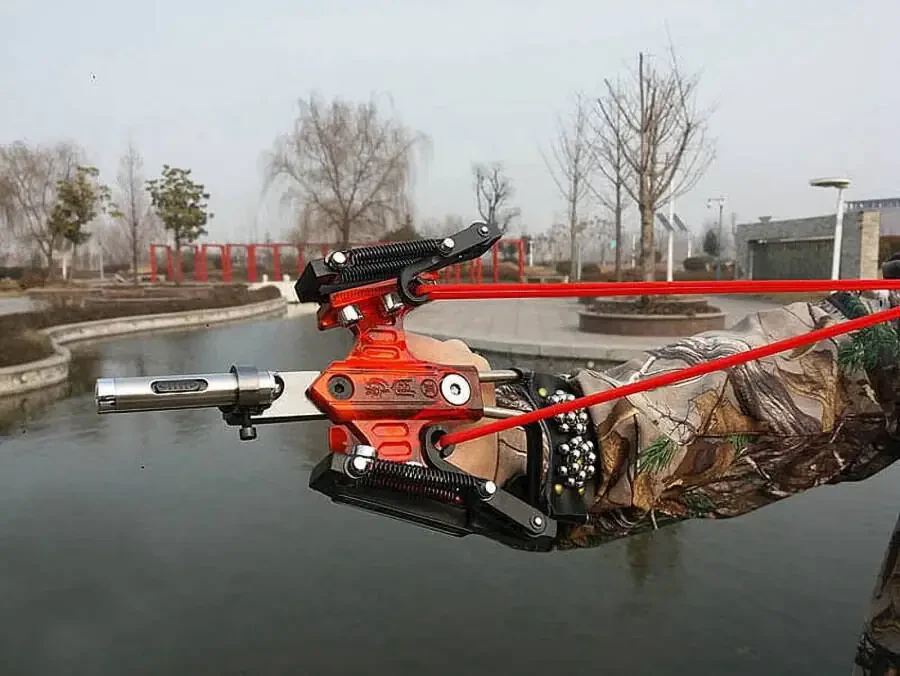 Powerful Laser Spring Metal Slingshot with Magnetic Wrist Support Rubber Band Outdoor Hunting and Fish Shooting Sports Catapult - 21