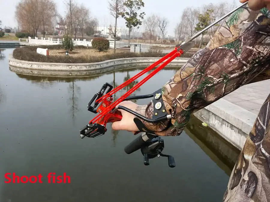 Powerful Laser Spring Metal Slingshot with Magnetic Wrist Support Rubber Band Outdoor Hunting and Fish Shooting Sports Catapult - 22