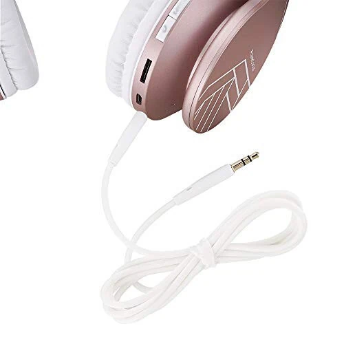PowerLocus Bluetooth Headphones Over Ear, Bluetooth Headphone Rose Gold, Wireless Headphones Foldable, Hi-Fi Stereo, Soft Memory Foam Earmuffs, Built-in Mic & Wired Mode for iPhone,Android,PC,Laptops - 8
