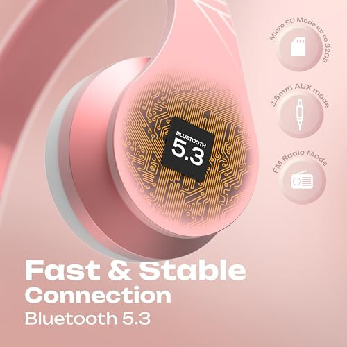 PowerLocus Bluetooth Kulaklıklar Kulak Üstü, Bluetooth Kulaklık Gül Altın, Kablosuz Kulaklıklar Katlanabilir, Hi-Fi Stereo, Yumuşak Hafıza Köpüğü Kulaklıklar, Dahili Mikrofon ve Kablolu Mod iPhone, Android, PC, Dizüstü Bilgisayarlar için - 2