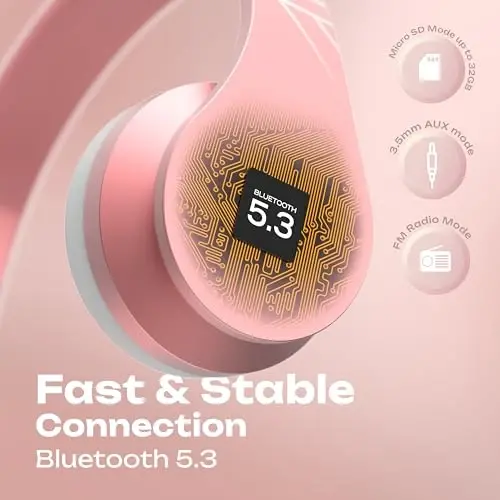 PowerLocus Wireless Bluetooth Over-Ear Stereo Foldable Headphones, Wired Headsets Rechargeable with Built-in Microphone for iPhone, Samsung, LG, iPad (Rose Gold PL Collection) - POWERLOCUS (1)
