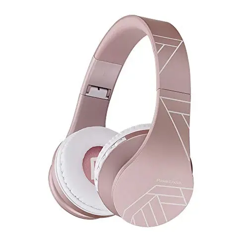 PowerLocus Wireless Bluetooth Over-Ear Stereo Foldable Headphones, Wired Headsets Rechargeable with Built-in Microphone for iPhone, Samsung, LG, iPad (Rose Gold PL Collection) - 5