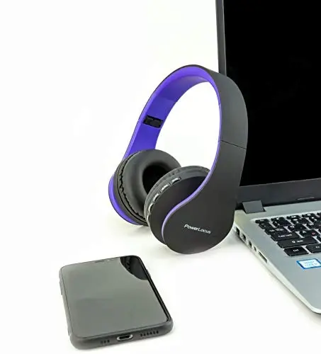 PowerLocus Wireless Bluetooth Over-Ear Stereo Foldable Headphones, Wired Headsets Rechargeable with Built-in Microphone for iPhone, Samsung, LG, iPad (Purple) - 4