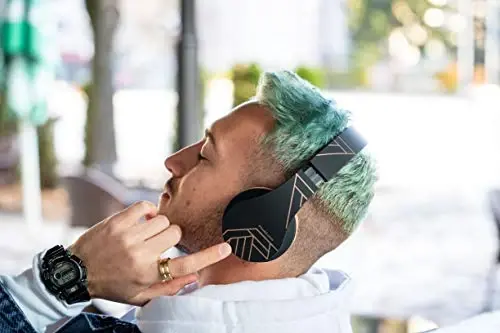 PowerLocus Wireless Bluetooth Over-Ear Stereo Foldable Headphones, Wired Headsets Rechargeable with Built-in Microphone for iPhone, Samsung, LG, iPad (Black/Brown) - 6