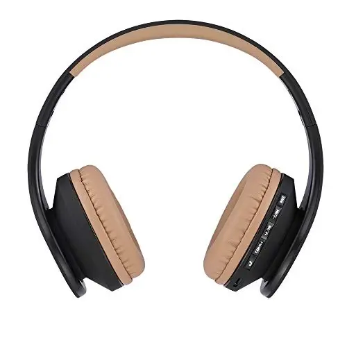 PowerLocus Wireless Bluetooth Over-Ear Stereo Foldable Headphones, Wired Headsets Rechargeable with Built-in Microphone for iPhone, Samsung, LG, iPad (Black/Brown) - 3