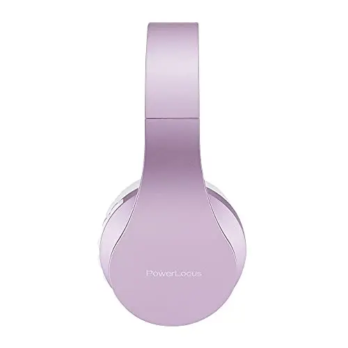 PowerLocus Simsiz Bluetooth Quloq ustidagi Stereo Katlanadigan Eshitish vositalari, iPhone, Samsung, LG, iPad uchun o'rnatilgan mikrofonli simli qayta zaryadlanuvchi eshitish vositalari (Binafsha/Oq) - POWERLOCUS (1)