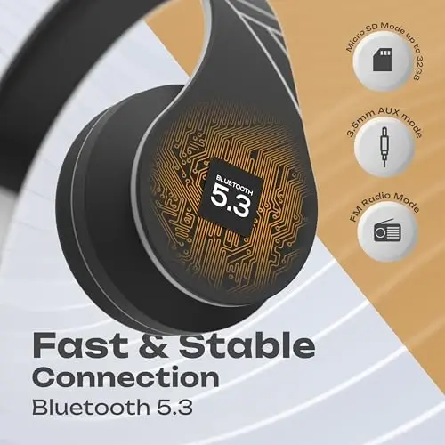 PowerLocus simsiz Bluetooth quloqchinlari, simli garnituralar iPhone, Samsung, LG, iPad uchun oʻrnatilgan mikrofon bilan qayta zaryadlanuvchi (qora/kumush) - 5