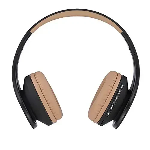 PowerLocus Simsiz Bluetooth Quloqchinlari Stereo Katlanadigan Eshitish vositalari, iPhone, Samsung, LG, iPad uchun o'rnatilgan mikrofonli simli qayta zaryadlanuvchi гарнитура (Qora/Jigarrang) - 3