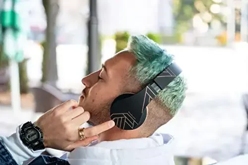 PowerLocus Simsiz Bluetooth Quloqchinlari Stereo Katlanadigan Eshitish vositalari, iPhone, Samsung, LG, iPad uchun o'rnatilgan mikrofonli simli qayta zaryadlanuvchi гарнитура (Qora/Jigarrang) - 6