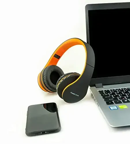 PowerLocus Wireless Bluetooth Over-Ear Stereo Foldable Headphones, Wired Headsets Rechargeable with Built-in Microphone for iPhone, Samsung, LG, iPad (Orange) - 3