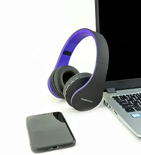 PowerLocus Wireless Bluetooth Over-Ear Stereo Foldable Headphones, Wired Headsets Rechargeable with Built-in Microphone for iPhone, Samsung, LG, iPad (Purple) - 4
