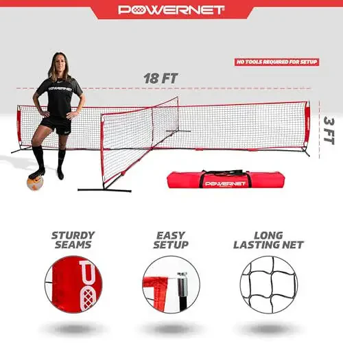 PowerNet 4 Way Soccer Tennis Net, Fun New Game and Training Equipment, Play at The Park or Beach, 2 Sizes - 5
